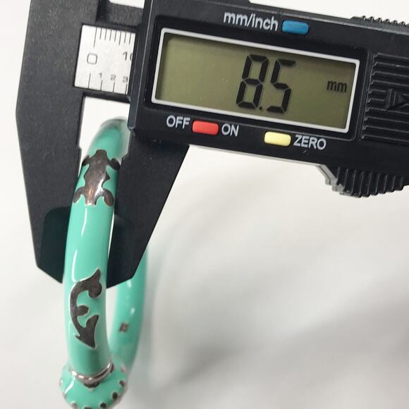 Arte D’Argento Sterling Silver Italy Mint Green Enamel Hinged Bangle Bracelet - Picture 6 of 13